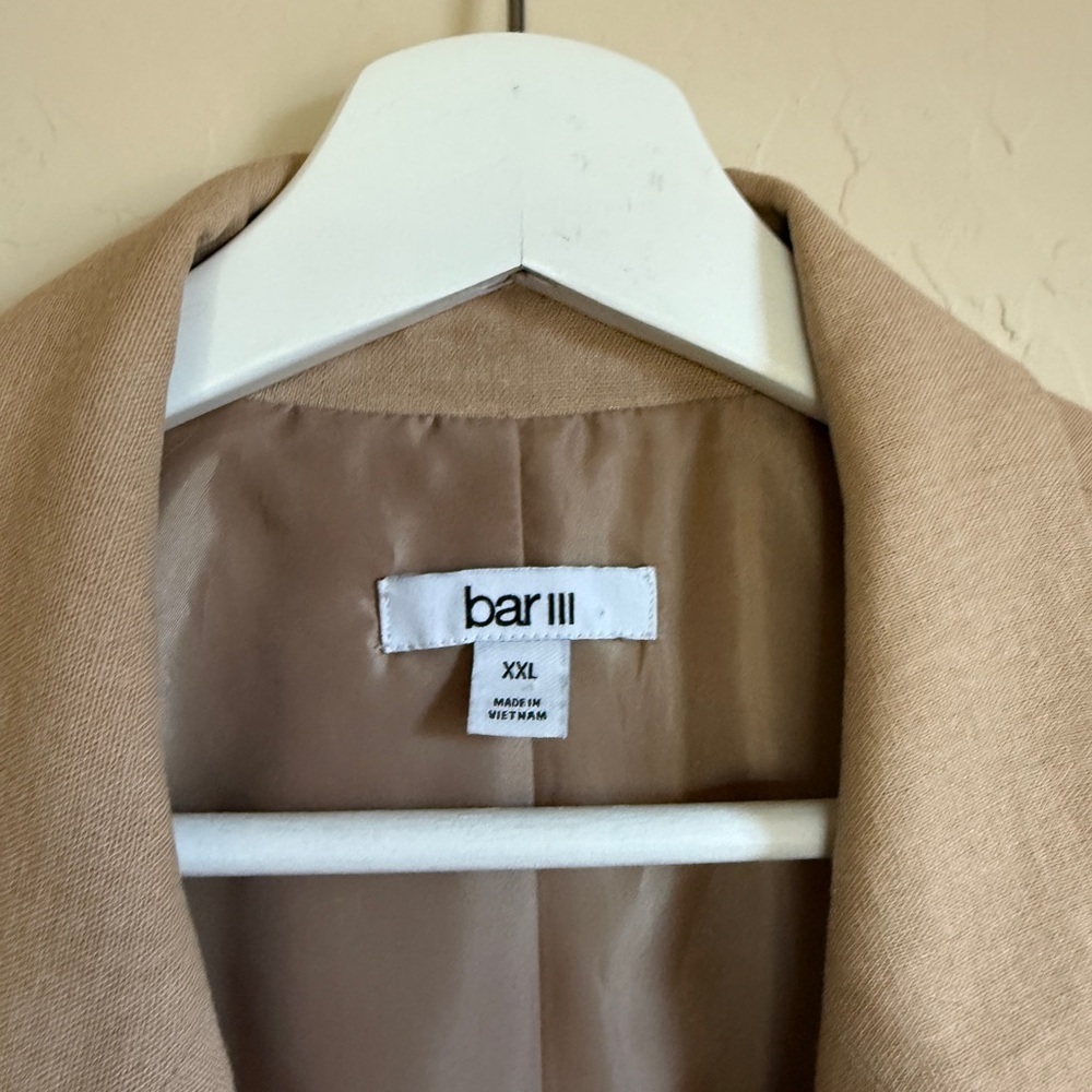 Bar III Women’s Blazer Linen Taupe Tan Camel Open Front Business Casual XXL - Picture 7 of 15